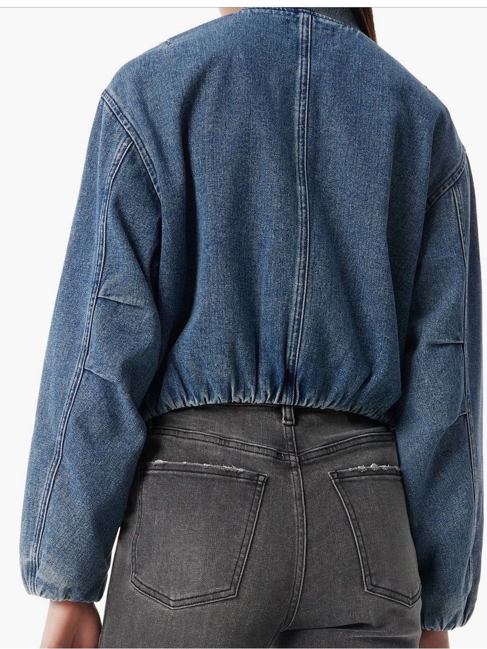 Robert Rodriguez Cropped Blue Denim Bomber Jacket - Picture 3 of 3